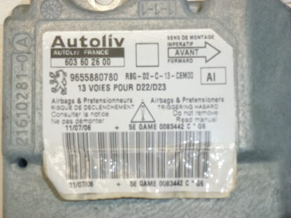 Peugeot 407 Airbag Unit 9655880780 6545HW